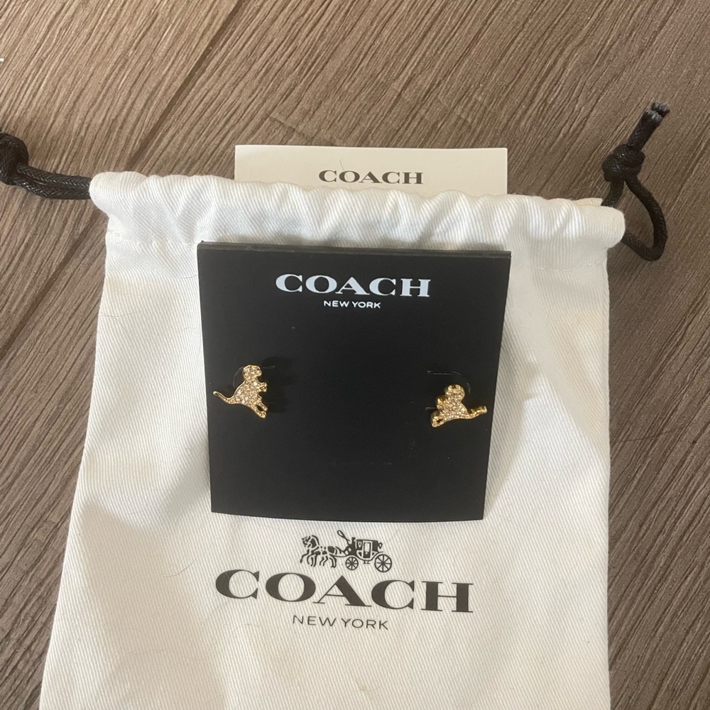 Coach Gold T-Rex Earrings